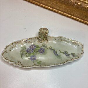 Antique Hand Painted WG & Co. Embossed Limoges Porcelain Tray Applied Leaf